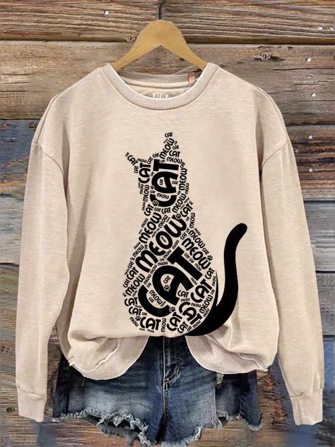 Women's Casual Cute Cat Sweatshirt-carlalin