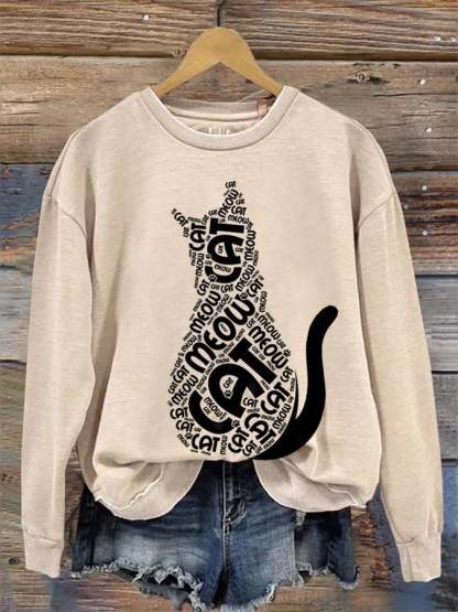 Women's Casual Cute Cat Sweatshirt-carlalin