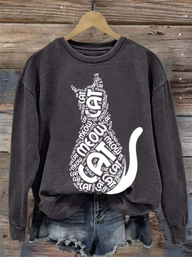 Women's Casual Cute Cat Sweatshirt-carlalin