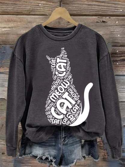 Women's Casual Cute Cat Sweatshirt-carlalin