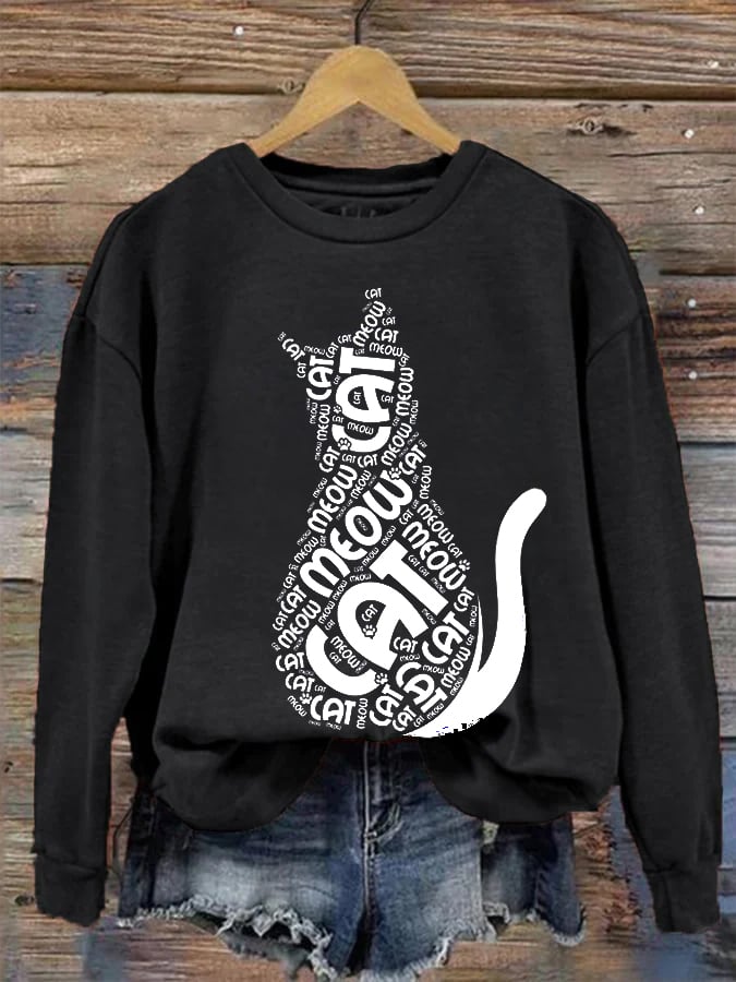 Women's Casual Cute Cat Sweatshirt-carlalin