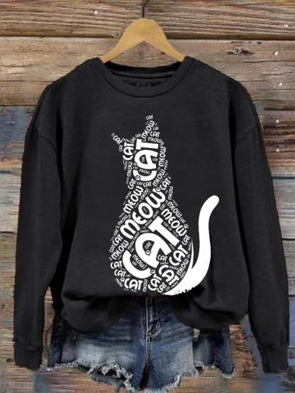 Women's Casual Cute Cat Sweatshirt-carlalin