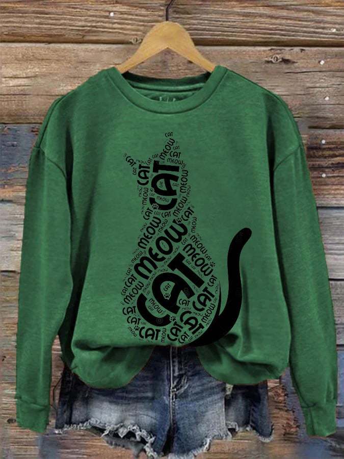 Women's Casual Cute Cat Sweatshirt-carlalin