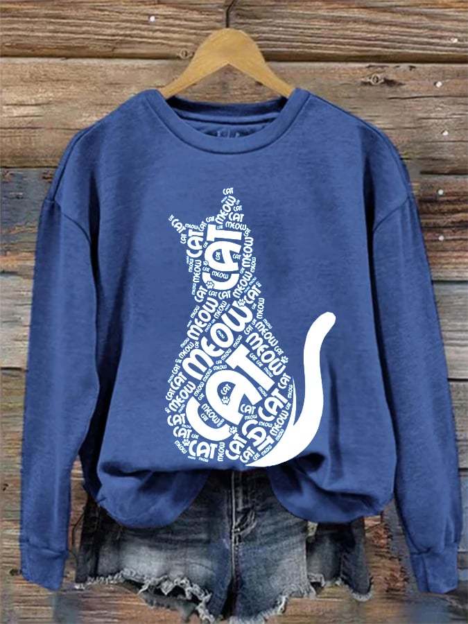 Women's Casual Cute Cat Sweatshirt-carlalin