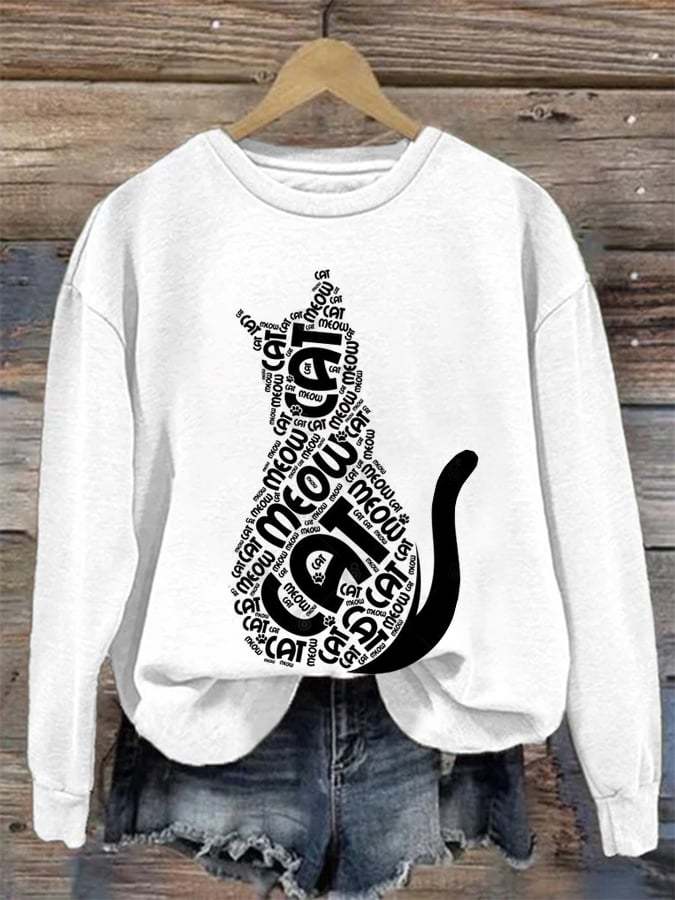 Women's Casual Cute Cat Sweatshirt-carlalin