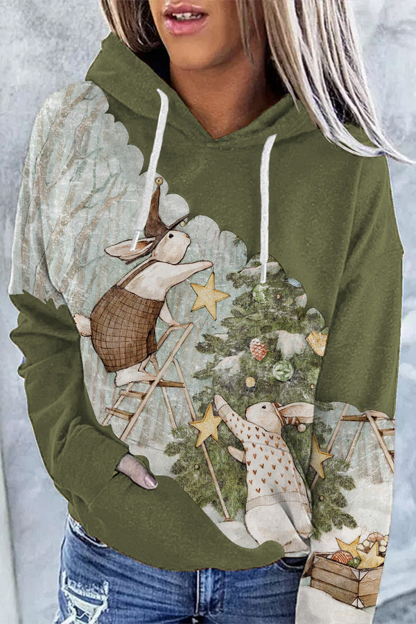 Women's Christmas Rabbit Printing Models-carlalin