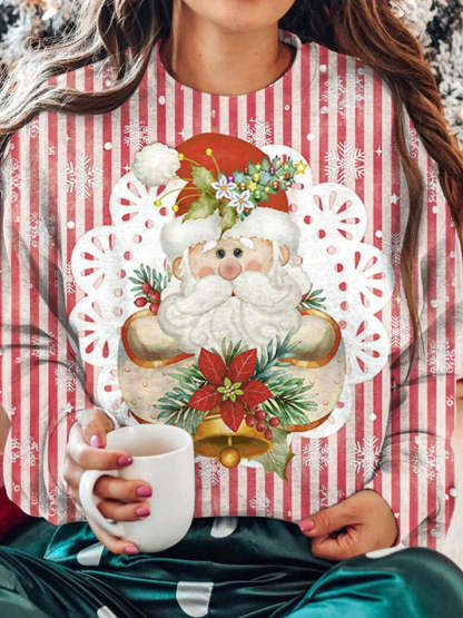 Jingle Bell Santa Long Sleeve Sweatshirts-carlalin