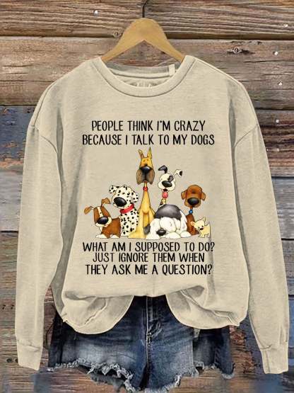 Funng Dog Lover Letter Print Sweatshirt-carlalin