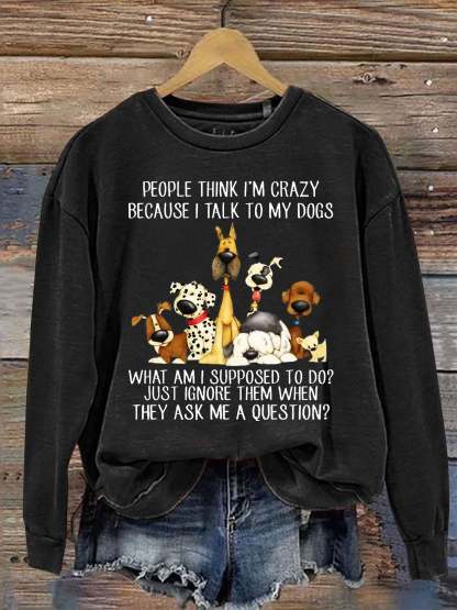 Funng Dog Lover Letter Print Sweatshirt-carlalin