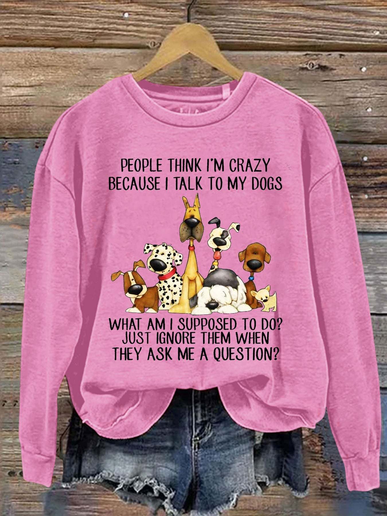 Funng Dog Lover Letter Print Sweatshirt-carlalin