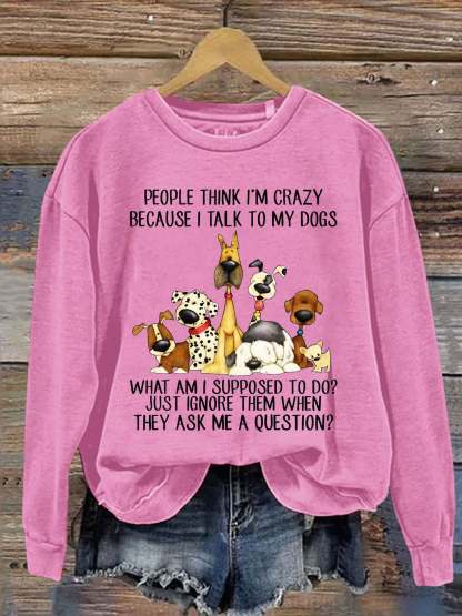 Funng Dog Lover Letter Print Sweatshirt-carlalin