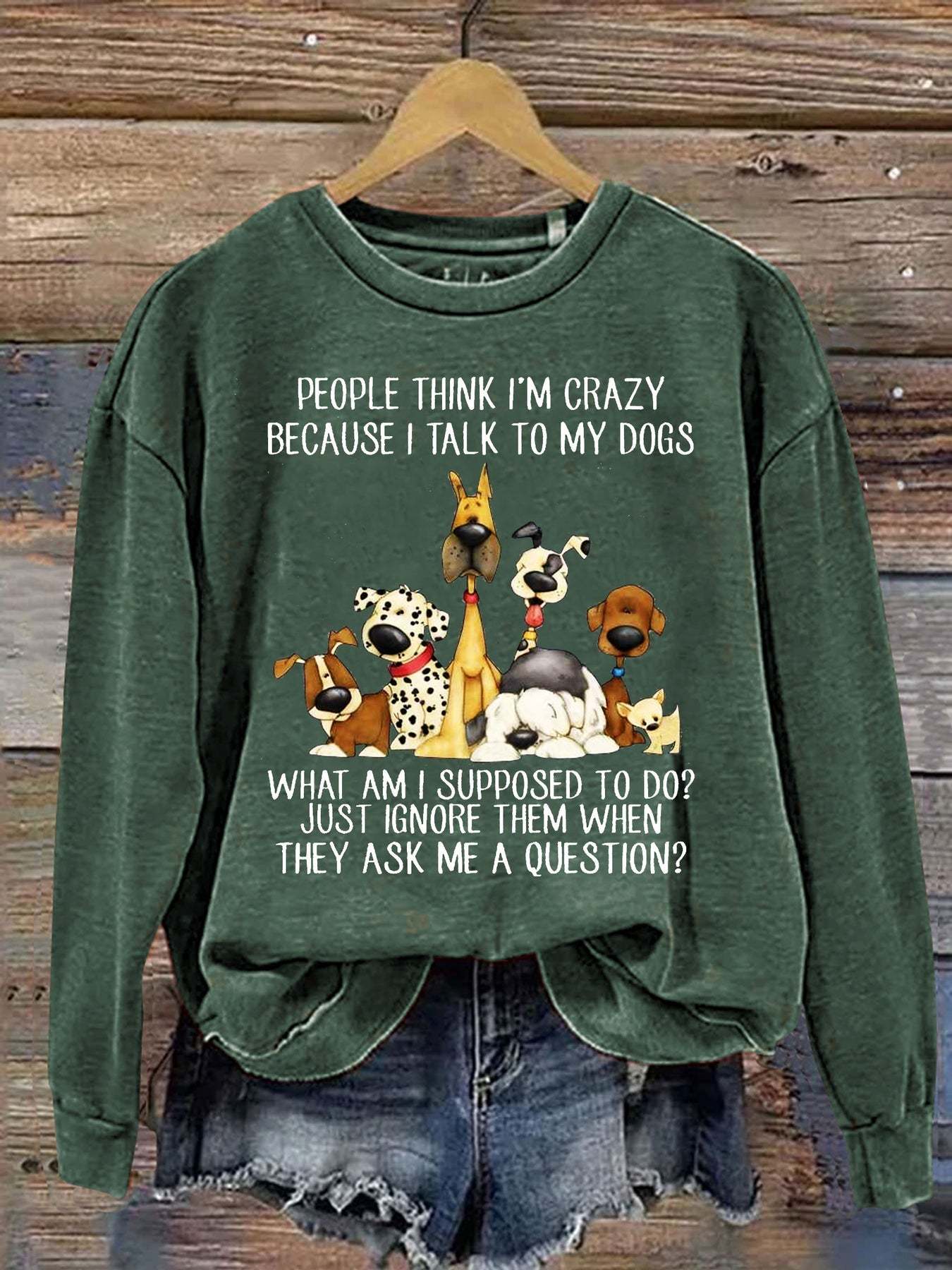 Funng Dog Lover Letter Print Sweatshirt-carlalin