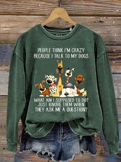 Funng Dog Lover Letter Print Sweatshirt-carlalin