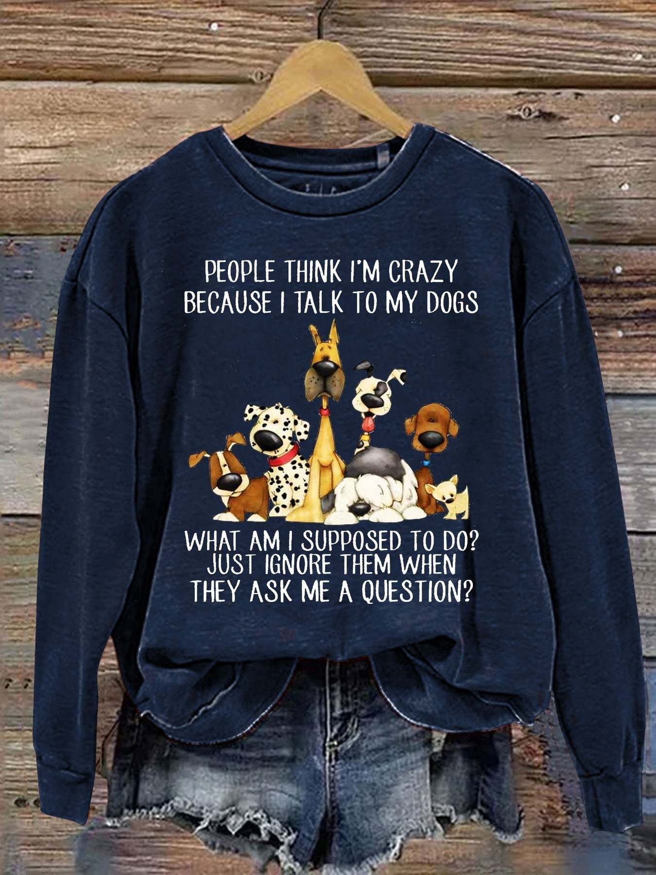 Funng Dog Lover Letter Print Sweatshirt-carlalin