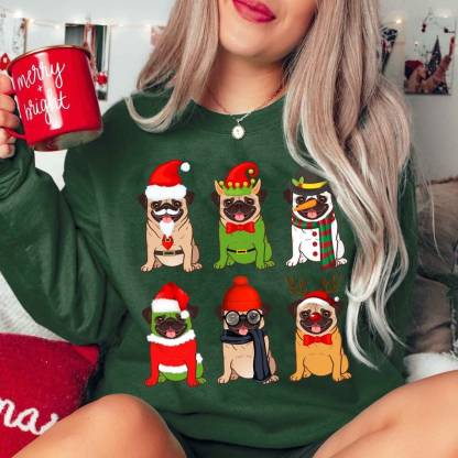 Christmas Pug Dog Sweatshirt,-carlalin