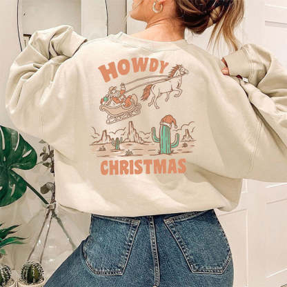 Howdy Christmas Cowboy Santa Sweatshirt-carlalin