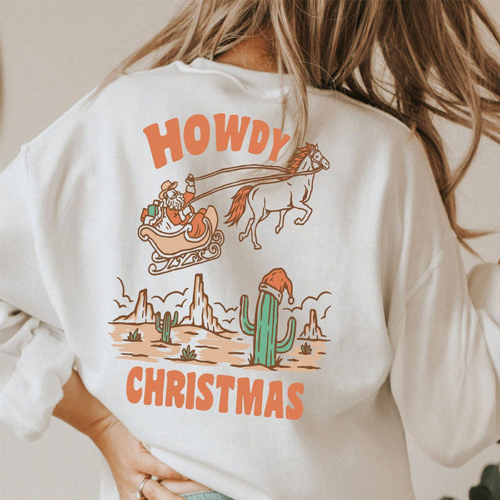 Howdy Christmas Cowboy Santa Sweatshirt-carlalin