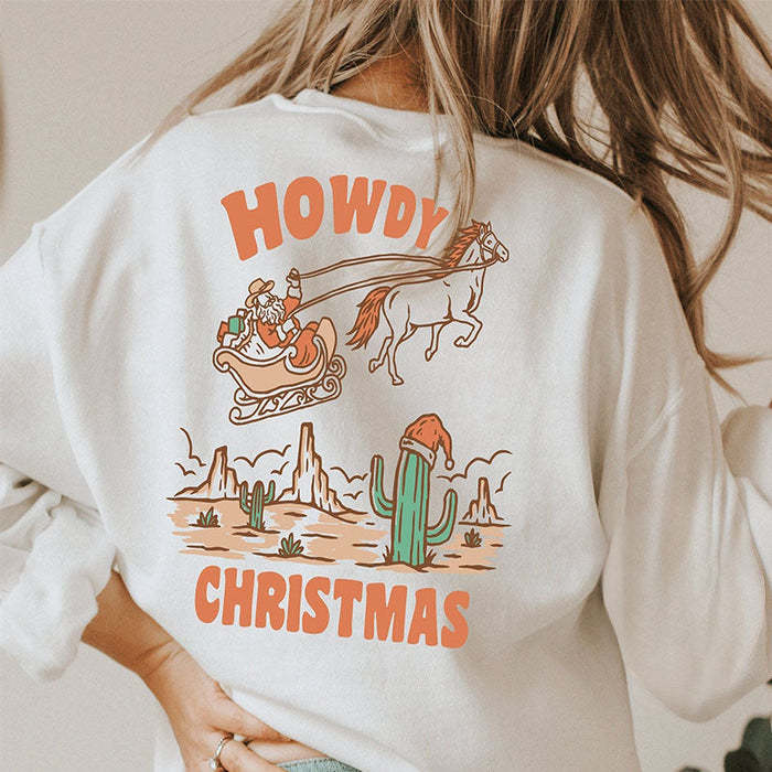 Howdy Christmas Cowboy Santa Sweatshirt-carlalin