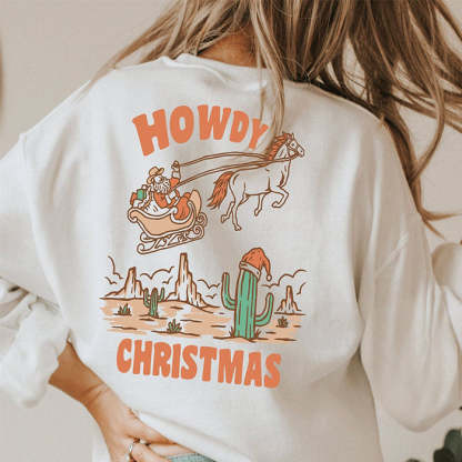 Howdy Christmas Cowboy Santa Sweatshirt-carlalin