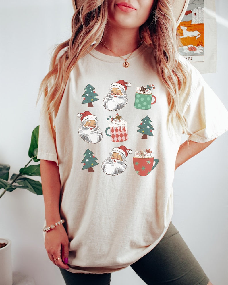 Santa Women's Christmas T-Shirt-carlalin