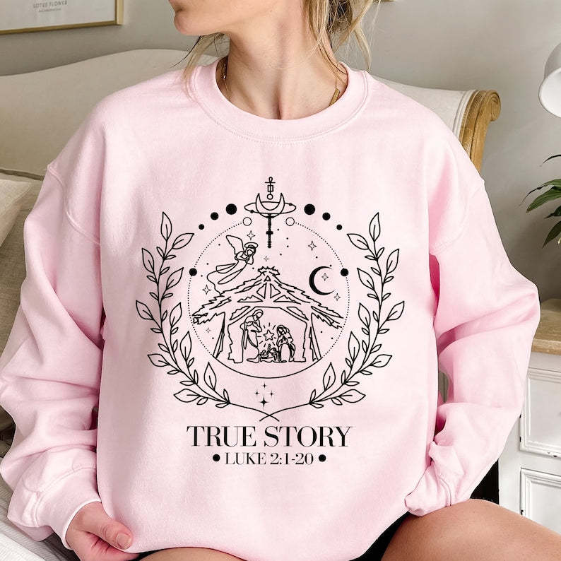 True Story Nativity Christmas Sweatshirt-carlalin