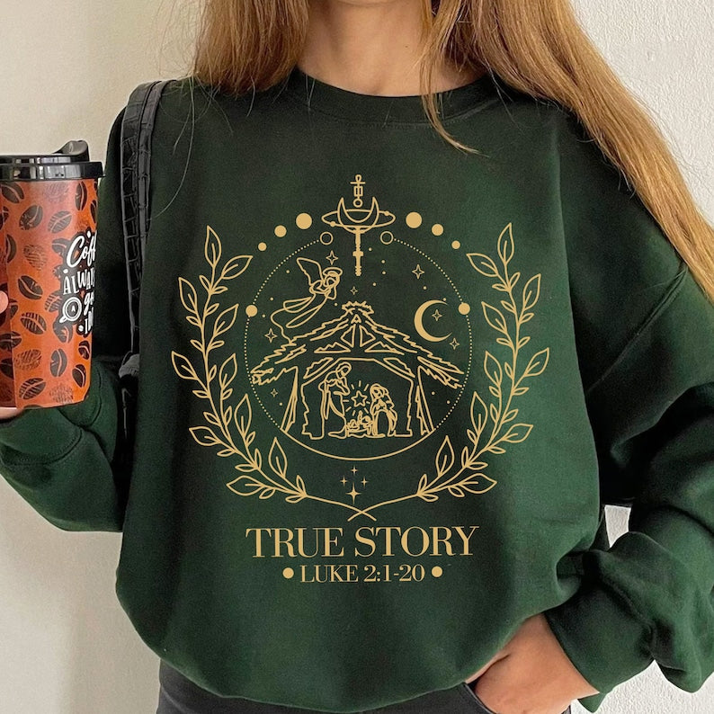 True Story Nativity Christmas Sweatshirt-carlalin