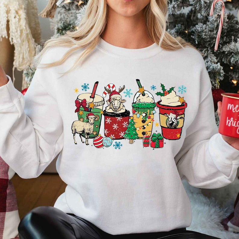 Sheep Christmas Coffee Sweatshirt-carlalin