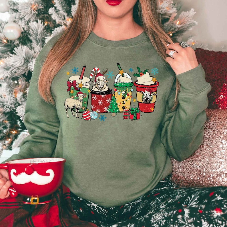 Sheep Christmas Coffee Sweatshirt-carlalin