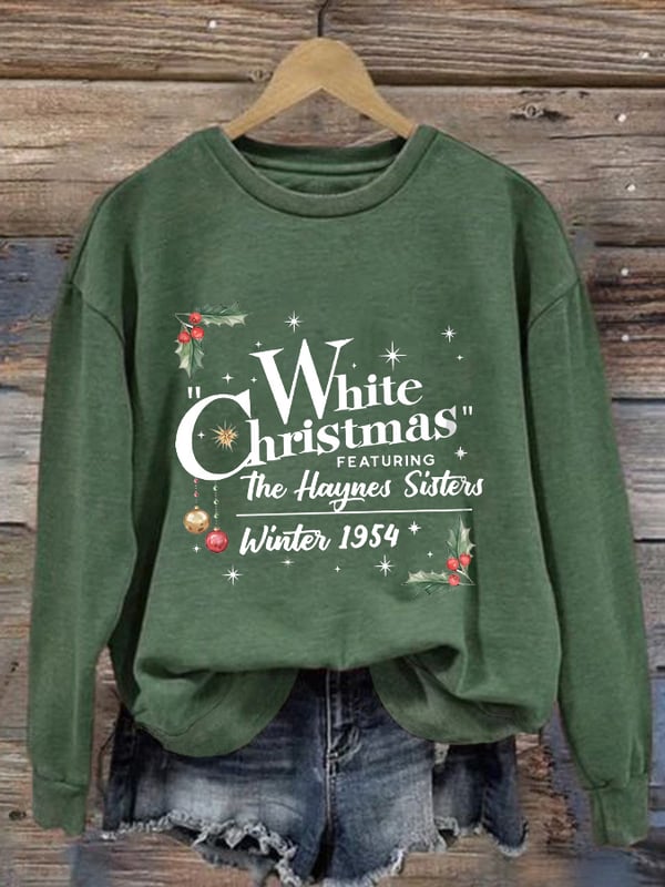 Women'S White Christmas Print Casual Sweatshirt-carlalin