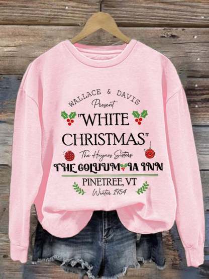 Women'S Casual White Christmas Printed Long Sleeve Sweatshirt-carlalin