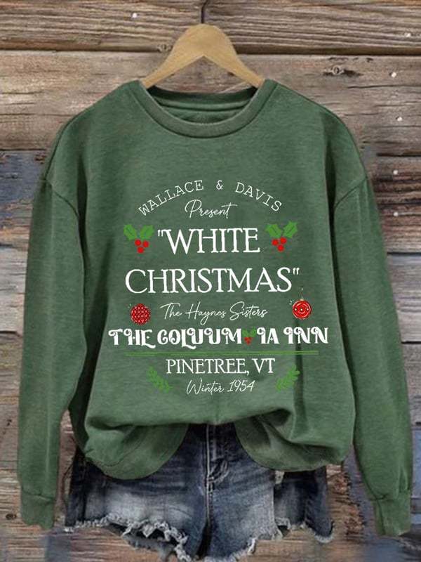 Women'S Casual White Christmas Printed Long Sleeve Sweatshirt-carlalin