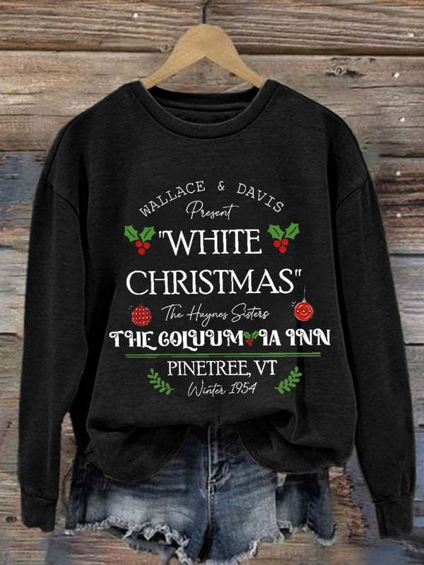 Women'S Casual White Christmas Printed Long Sleeve Sweatshirt-carlalin