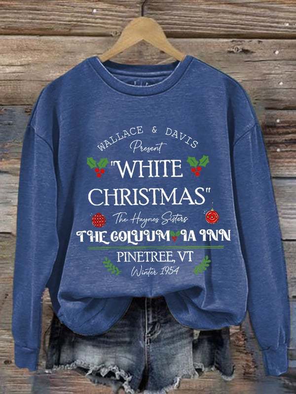 Women'S Casual White Christmas Printed Long Sleeve Sweatshirt-carlalin