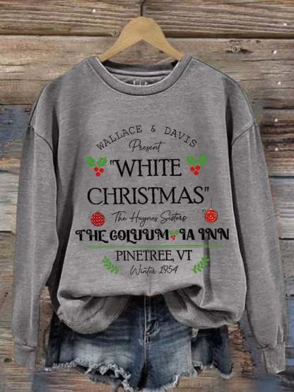 Women'S Casual White Christmas Printed Long Sleeve Sweatshirt-carlalin