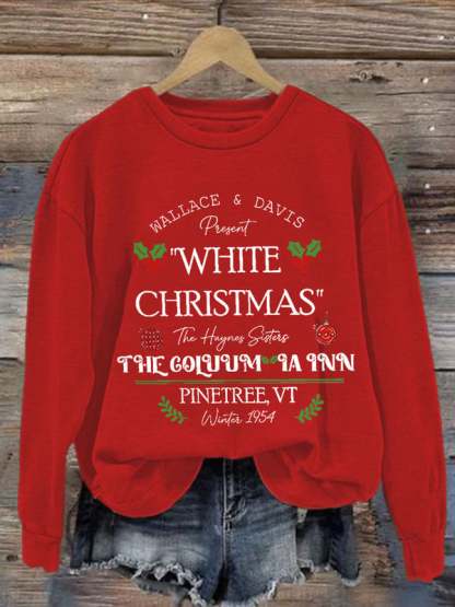 Women'S Casual White Christmas Printed Long Sleeve Sweatshirt-carlalin