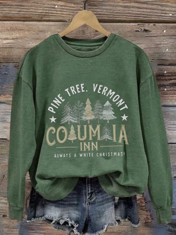 Women'S Casual Columbia Inn Pine Tree Vermont Printed Long Sleeve Sweatshirt-carlalin