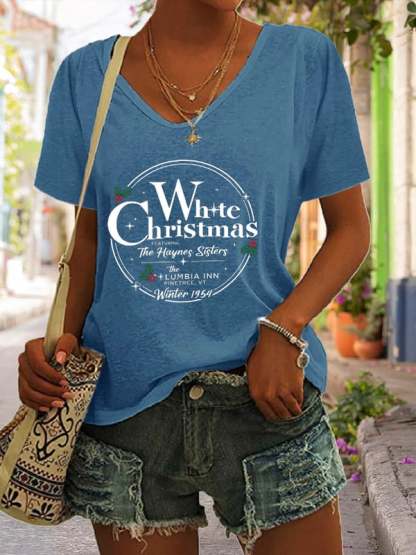 Women's Christmas Print Casual T-Shirt-carlalin