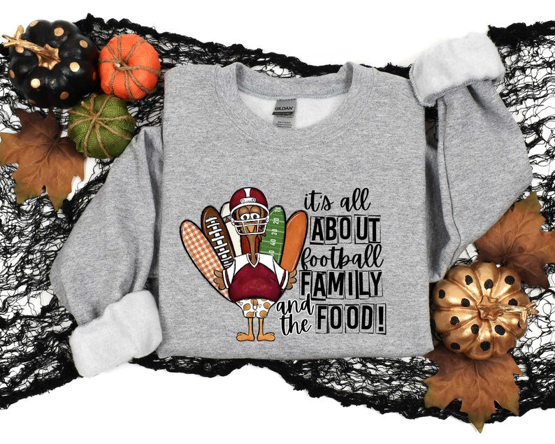Its All About Football Family and the Food Sweatshirt-carlalin
