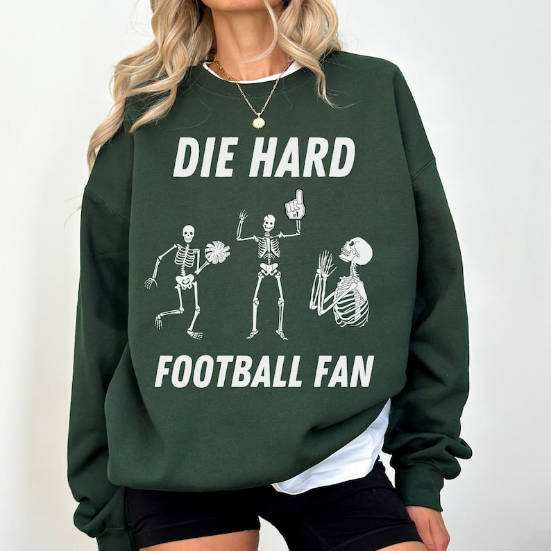 Dancing Skeleton Football Season Sweatshirt-carlalin