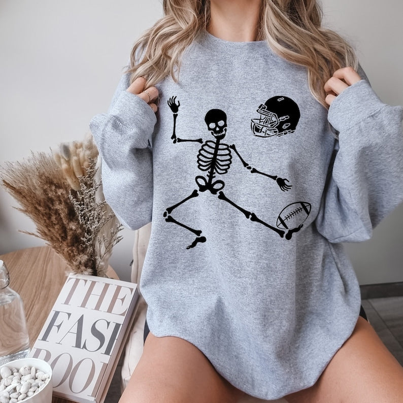Skeleton Playing Football Sweatshirt-carlalin