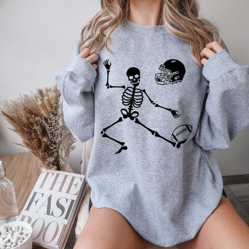 Skeleton Playing Football Sweatshirt-carlalin
