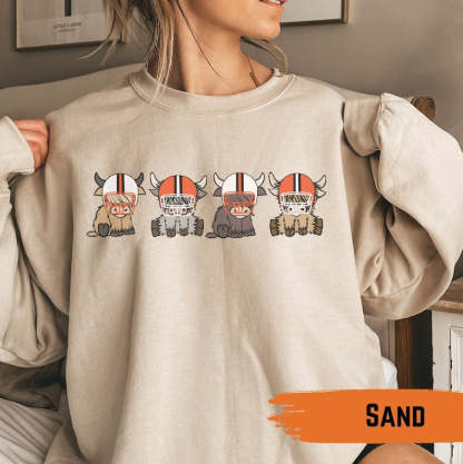 Cleveland Highland Cow Football Sweatshirt-carlalin