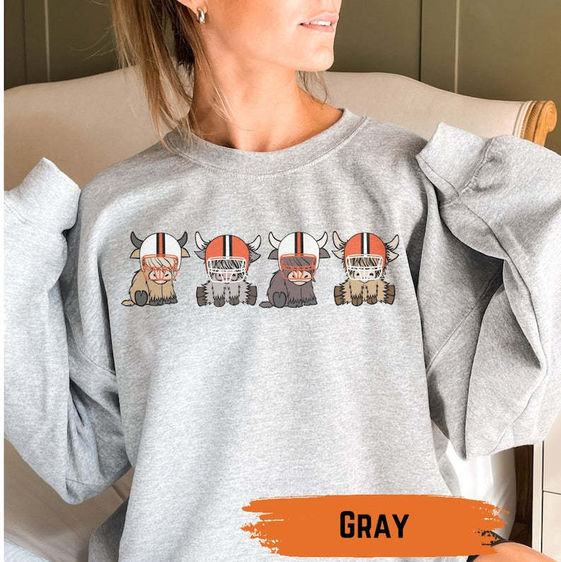 Cleveland Highland Cow Football Sweatshirt-carlalin
