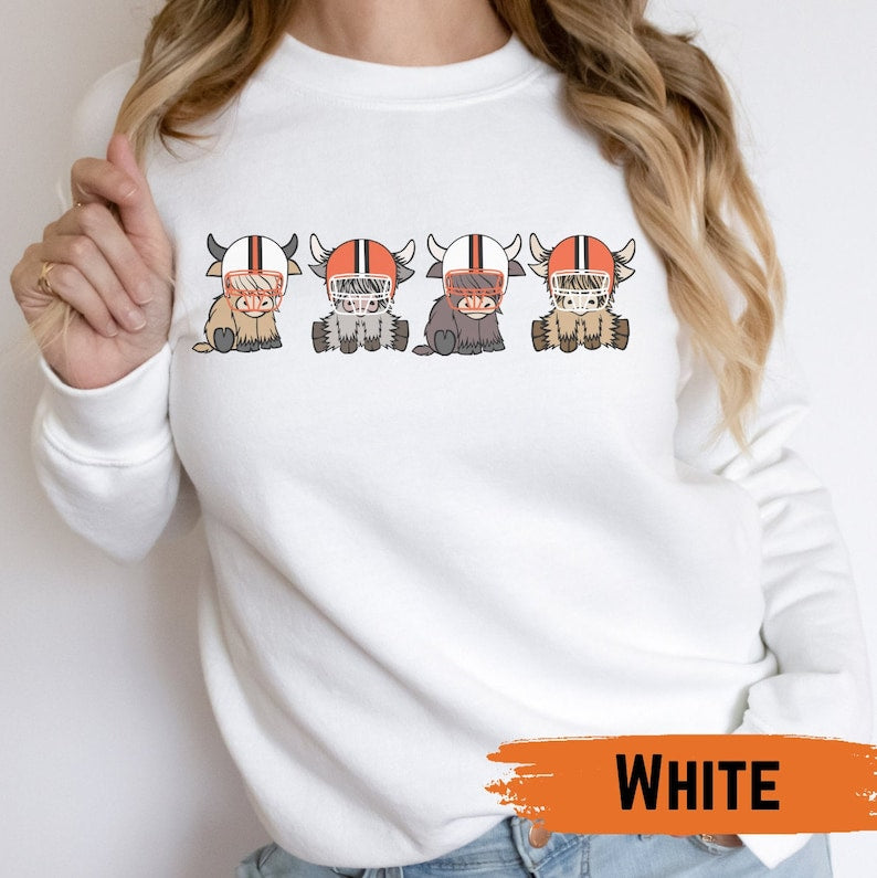 Cleveland Highland Cow Football Sweatshirt-carlalin