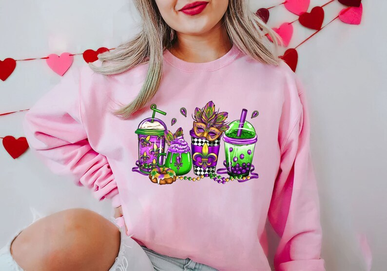 Mardi Gras Drink Sweatshirt-carlalin