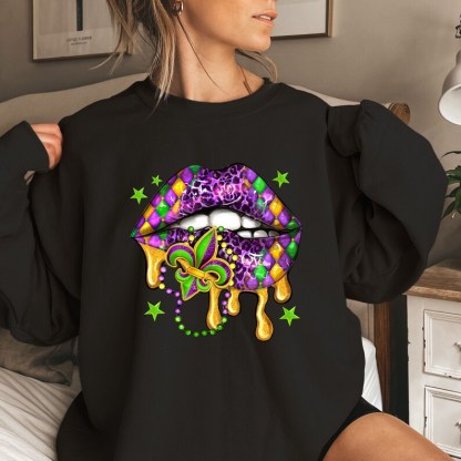 Mardi Gras Lips Sweatshirt-carlalin