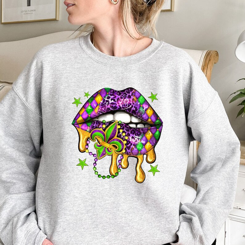 Mardi Gras Lips Sweatshirt-carlalin