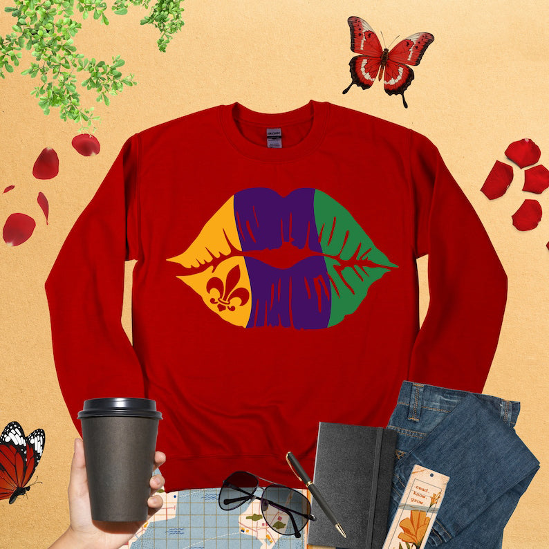 Mardi Grass Lips Sweatshirt-carlalin