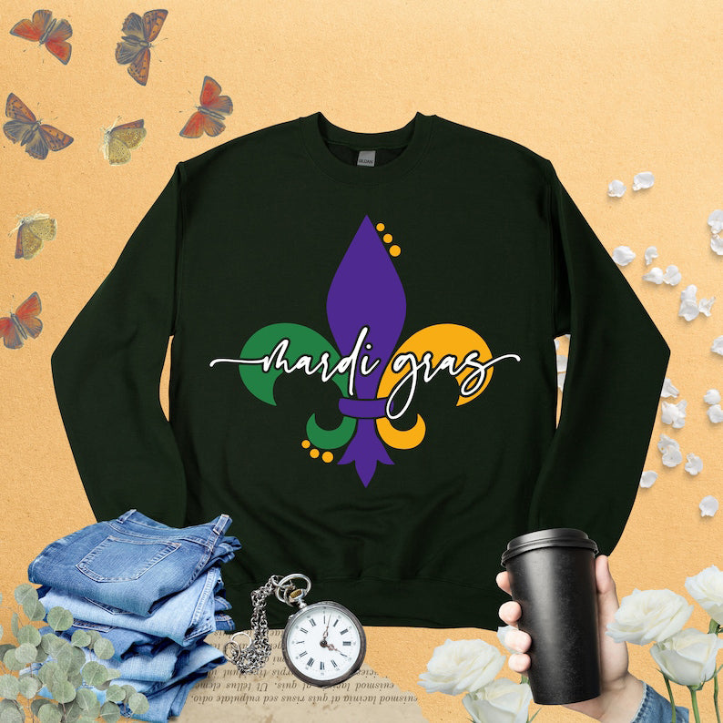 Fleur De Lis Mardi Gras Sweatshirt-carlalin