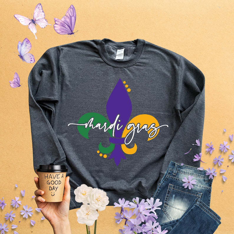 Fleur De Lis Mardi Gras Sweatshirt-carlalin